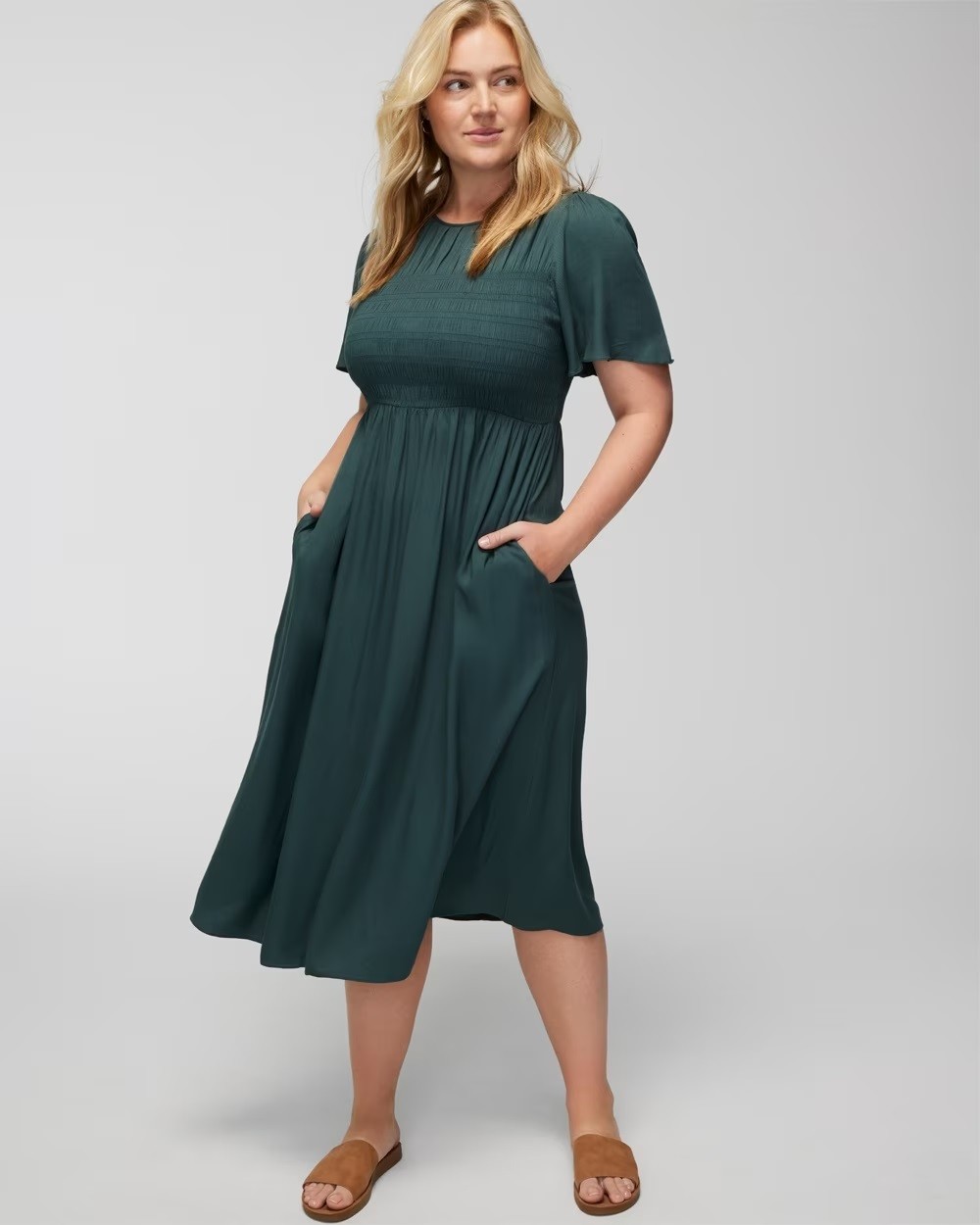 Flutter Sleeve Midi Dress